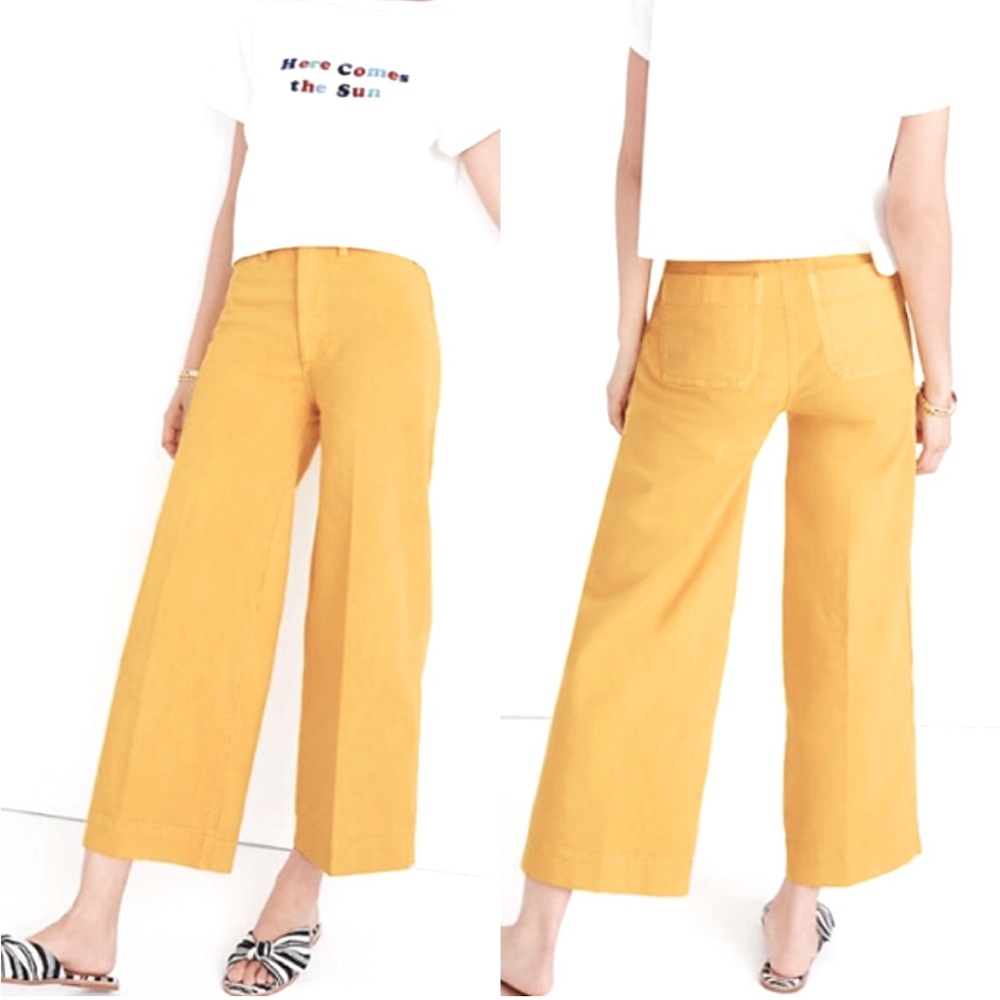 Madewell Emmett Wide leg cropped canvas pants in gold size 25